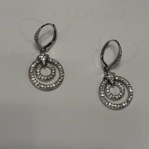 Nadri Elegant Sterling Silver Crystal Hoop Earrings